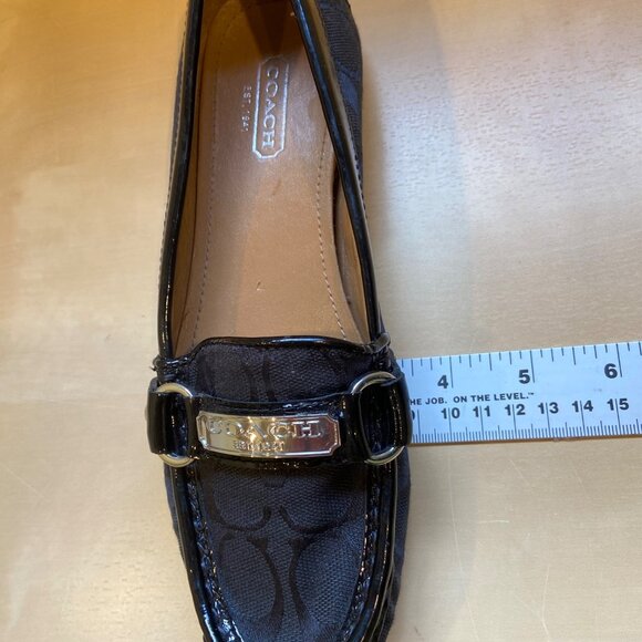 Coach Womens Felisha style Black Signature Canvas & Patent Leather Loafers Size - Picture 14 of 16